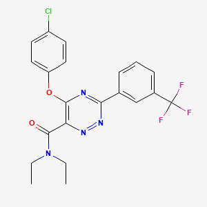 molecular formula C21H18ClF3N4O2 B3361543 5-(4-Chlorophenoxy)-N,N-diethyl-3-(3-(trifluoromethyl)phenyl)-1,2,4-triazine-6-carboxamide CAS No. 921620-16-8