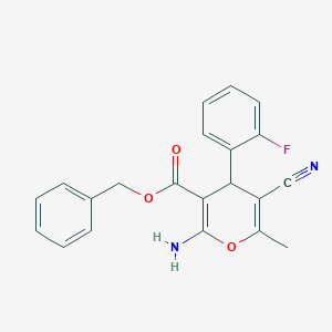 molecular formula C21H17FN2O3 B336158 benzyl 2-amino-5-cyano-4-(2-fluorophenyl)-6-methyl-4H-pyran-3-carboxylate 