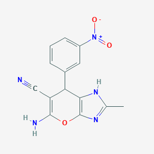 molecular formula C14H11N5O3 B336159 5-Amino-2-methyl-7-(3-nitrophenyl)-3,7-dihydropyrano[2,3-d]imidazole-6-carbonitrile 