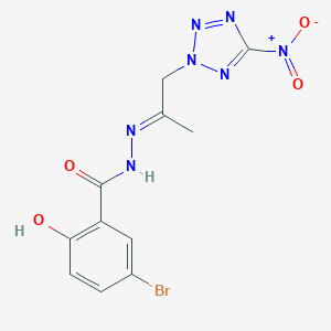 molecular formula C11H10BrN7O4 B336160 5-bromo-2-hydroxy-N'-(2-{5-nitro-2H-tetraazol-2-yl}-1-methylethylidene)benzohydrazide 