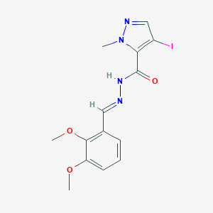 molecular formula C14H15IN4O3 B336167 N'-(2,3-dimethoxybenzylidene)-4-iodo-1-methyl-1H-pyrazole-5-carbohydrazide 
