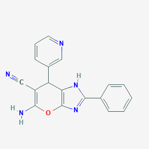 molecular formula C18H13N5O B336172 5-Amino-2-phenyl-7-(3-pyridinyl)-3,7-dihydropyrano[2,3-d]imidazole-6-carbonitrile 