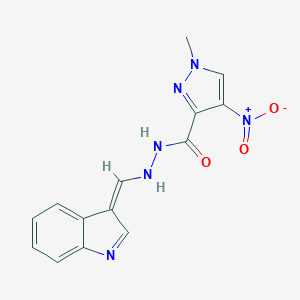 molecular formula C14H12N6O3 B336173 N'-[(Z)-indol-3-ylidenemethyl]-1-methyl-4-nitropyrazole-3-carbohydrazide 
