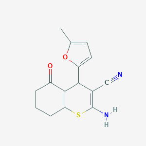 molecular formula C15H14N2O2S B336176 2-amino-4-(5-methyl-2-furyl)-5-oxo-5,6,7,8-tetrahydro-4H-thiochromene-3-carbonitrile 