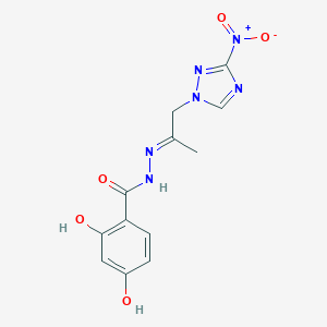 molecular formula C12H12N6O5 B336177 2,4-dihydroxy-N'-(2-{3-nitro-1H-1,2,4-triazol-1-yl}-1-methylethylidene)benzohydrazide 