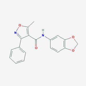 molecular formula C18H14N2O4 B336178 N-(1,3-benzodioxol-5-yl)-5-methyl-3-phenyl-4-isoxazolecarboxamide 
