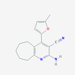 molecular formula C16H17N3O B336180 2-amino-4-(5-methyl-2-furyl)-6,7,8,9-tetrahydro-5H-cyclohepta[b]pyridine-3-carbonitrile 