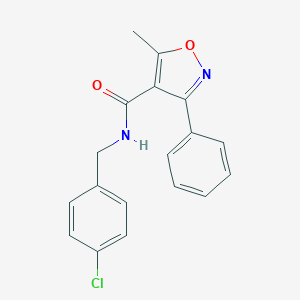 molecular formula C18H15ClN2O2 B336183 N-(4-chlorobenzyl)-5-methyl-3-phenylisoxazole-4-carboxamide 