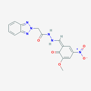 molecular formula C16H14N6O5 B336200 2-(benzotriazol-2-yl)-N'-[(Z)-(5-methoxy-3-nitro-6-oxocyclohexa-2,4-dien-1-ylidene)methyl]acetohydrazide 
