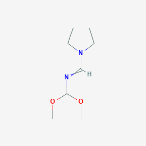 molecular formula C8H16N2O2 B3362007 Pyrrolidine, 1-[[(dimethoxymethyl)imino]methyl]- CAS No. 94815-03-9