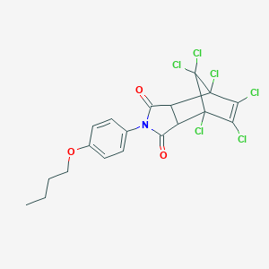 molecular formula C19H15Cl6NO3 B336205 4-(4-Butoxyphenyl)-1,7,8,9,10,10-hexachloro-4-azatricyclo[5.2.1.0~2,6~]dec-8-ene-3,5-dione 