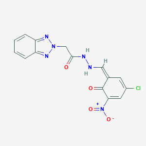 molecular formula C15H11ClN6O4 B336207 2-(benzotriazol-2-yl)-N'-[(Z)-(3-chloro-5-nitro-6-oxocyclohexa-2,4-dien-1-ylidene)methyl]acetohydrazide 