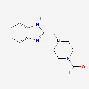 molecular formula C13H16N4O B3362169 1-Piperazinecarboxaldehyde, 4-(1H-benzimidazol-2-ylmethyl)- CAS No. 95893-92-8