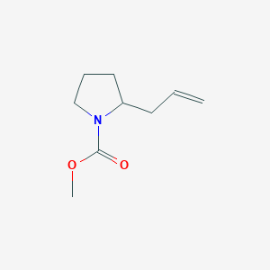 molecular formula C9H15NO2 B3362324 1-Pyrrolidinecarboxylic acid, 2-(2-propenyl)-, methyl ester CAS No. 97316-71-7