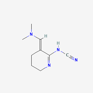 molecular formula C9H14N4 B3362336 (3-((Dimethylamino)methylene)-2-piperidinylidene)cyanamide CAS No. 97482-17-2