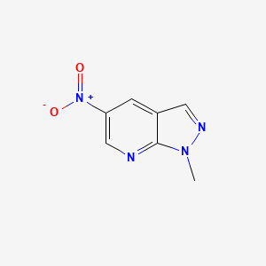molecular formula C7H6N4O2 B3362375 1-Methyl-5-nitro-1H-pyrazolo[3,4-b]pyridine CAS No. 98157-49-4