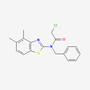molecular formula C18H17ClN2OS B3362519 N-benzyl-2-chloro-N-(4,5-dimethyl-1,3-benzothiazol-2-yl)acetamide CAS No. 1000930-32-4