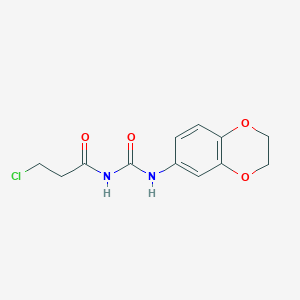 molecular formula C12H13ClN2O4 B3362527 3-(3-Chloropropanoyl)-1-(2,3-dihydro-1,4-benzodioxin-6-yl)urea CAS No. 1000930-40-4