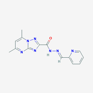 molecular formula C14H13N7O B336254 5,7-dimethyl-N'-(2-pyridinylmethylene)[1,2,4]triazolo[1,5-a]pyrimidine-2-carbohydrazide 