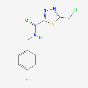 molecular formula C11H9ClFN3OS B3362572 5-(chloromethyl)-N-[(4-fluorophenyl)methyl]-1,3,4-thiadiazole-2-carboxamide CAS No. 1000932-60-4