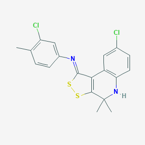 molecular formula C19H16Cl2N2S2 B336261 N-(8-chloro-4,4-dimethyl-4,5-dihydro-1H-[1,2]dithiolo[3,4-c]quinolin-1-ylidene)-N-(3-chloro-4-methylphenyl)amine 