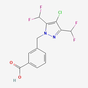 molecular formula C13H9ClF4N2O2 B3362610 3-{[4-chloro-3,5-bis(difluoromethyl)-1H-pyrazol-1-yl]methyl}benzoic acid CAS No. 1001510-04-8