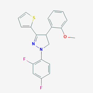 molecular formula C20H16F2N2OS B336262 2-Pyrazoline, 1-(2,4-difluorophenyl)-4-(2-methoxyphenyl)-3-(2-thienyl)- 