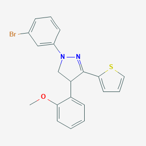 molecular formula C20H17BrN2OS B336264 1-(3-bromophenyl)-4-(2-methoxyphenyl)-3-(2-thienyl)-4,5-dihydro-1H-pyrazole 
