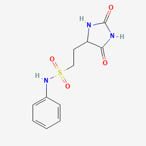 molecular formula C11H13N3O4S B3362642 2-(2,5-Dioxoimidazolidin-4-yl)-n-phenylethanesulfonamide CAS No. 10044-76-5