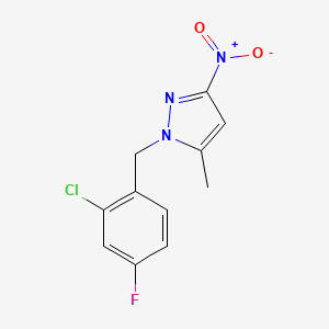 molecular formula C11H9ClFN3O2 B3362651 1-(2-chloro-4-fluorobenzyl)-5-methyl-3-nitro-1H-pyrazole CAS No. 1004643-55-3