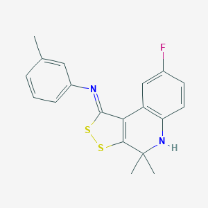 molecular formula C19H17FN2S2 B336267 N-(8-fluoro-4,4-dimethyl-4,5-dihydro-1H-[1,2]dithiolo[3,4-c]quinolin-1-ylidene)-N-(3-methylphenyl)amine 