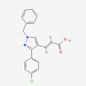 molecular formula C19H15ClN2O2 B3362714 (E)-3-[1-benzyl-3-(4-chlorophenyl)pyrazol-4-yl]prop-2-enoic acid CAS No. 1006494-59-2