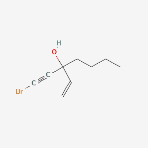 molecular formula C9H13BrO B3362764 3-(Bromoethynyl)-1-hepten-3-ol CAS No. 100860-63-7
