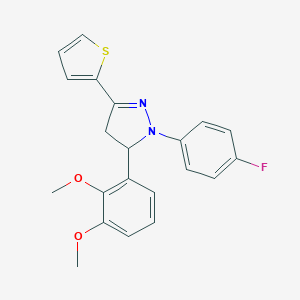 molecular formula C21H19FN2O2S B336279 5-(2,3-dimethoxyphenyl)-1-(4-fluorophenyl)-3-(2-thienyl)-4,5-dihydro-1H-pyrazole 