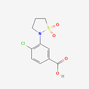 molecular formula C10H10ClNO4S B3362831 4-Chloro-3-(1,1-dioxo-1$L^{6},2-thiazolidin-2-YL)benzoic acid CAS No. 1016508-33-0