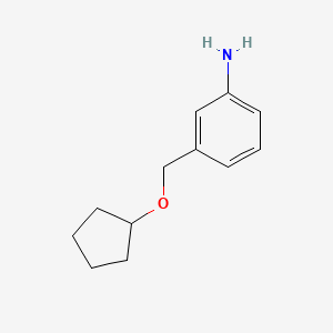molecular formula C12H17NO B3362868 3-[(Cyclopentyloxy)methyl]aniline CAS No. 1016673-10-1