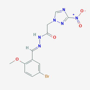 molecular formula C12H11BrN6O4 B336287 N'-(5-bromo-2-methoxybenzylidene)-2-{3-nitro-1H-1,2,4-triazol-1-yl}acetohydrazide 