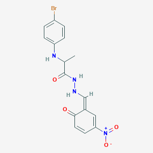 2-(4-bromoanilino)-N'-[(Z)-(3-nitro-6-oxocyclohexa-2,4-dien-1-ylidene)methyl]propanehydrazide
