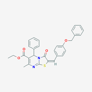 molecular formula C30H26N2O4S B336299 ethyl 2-[4-(benzyloxy)benzylidene]-7-methyl-3-oxo-5-phenyl-2,3-dihydro-5H-[1,3]thiazolo[3,2-a]pyrimidine-6-carboxylate 