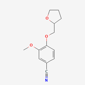 molecular formula C13H15NO3 B3363013 3-甲氧基-4-(氧杂环己烷-2-基甲氧基)苯甲腈 CAS No. 1016805-61-0