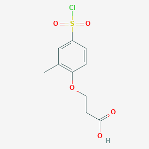 molecular formula C10H11ClO5S B3363035 3-[4-(氯磺酰基)-2-甲基苯氧基]丙酸 CAS No. 1016822-12-0