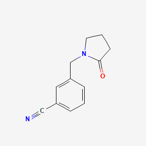 molecular formula C12H12N2O B3363060 3-[(2-Oxopyrrolidin-1-yl)methyl]benzonitrile CAS No. 1016840-72-4