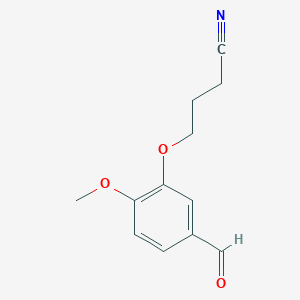 molecular formula C12H13NO3 B3363074 4-(5-Formyl-2-methoxyphenoxy)butanenitrile CAS No. 1016842-76-4