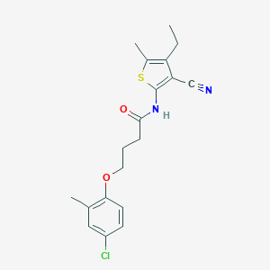 molecular formula C19H21ClN2O2S B336316 4-(4-chloro-2-methylphenoxy)-N-(3-cyano-4-ethyl-5-methylthiophen-2-yl)butanamide 