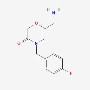 molecular formula C12H15FN2O2 B3363189 6-(Aminomethyl)-4-[(4-fluorophenyl)methyl]morpholin-3-one CAS No. 1017113-26-6