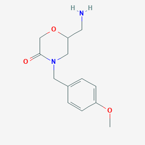 molecular formula C13H18N2O3 B3363197 6-(Aminomethyl)-4-[(4-methoxyphenyl)methyl]morpholin-3-one CAS No. 1017113-30-2