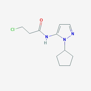 molecular formula C11H16ClN3O B3363318 3-chloro-N-(1-cyclopentyl-1H-pyrazol-5-yl)propanamide CAS No. 1019068-38-2