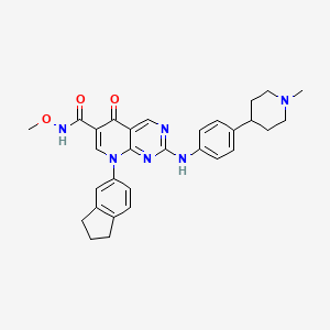 molecular formula C30H32N6O3 B3363415 8-(2,3-Dihydro-1H-inden-5-yl)-N-methoxy-2-[4-(1-methylpiperidin-4-yl)anilino]-5-oxopyrido[2,3-d]pyrimidine-6-carboxamide CAS No. 1023276-09-6