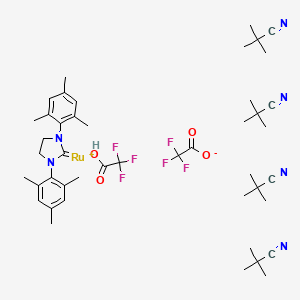 Trifluoroacetato[4,5-dihydro-1,3-bis(2,4,6-trimethyl-Ph)imidazol-2-ylidene]tetra(2,2-dimethylpropanenitrile)ruthenium(II) trifluoroacetate