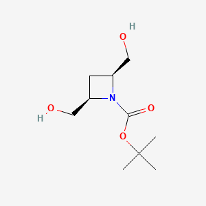molecular formula C10H19NO4 B3363598 cis-tert-Butyl 2,4-bis(hydroxymethyl)azetidine-1-carboxylate CAS No. 1036262-52-8